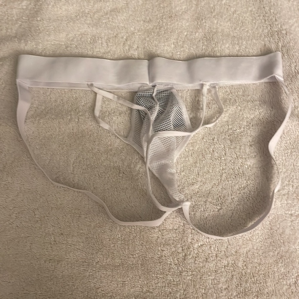 White Mesh Jockstrap Brief with Branded Elastic Waistband - Picture 2 of 3